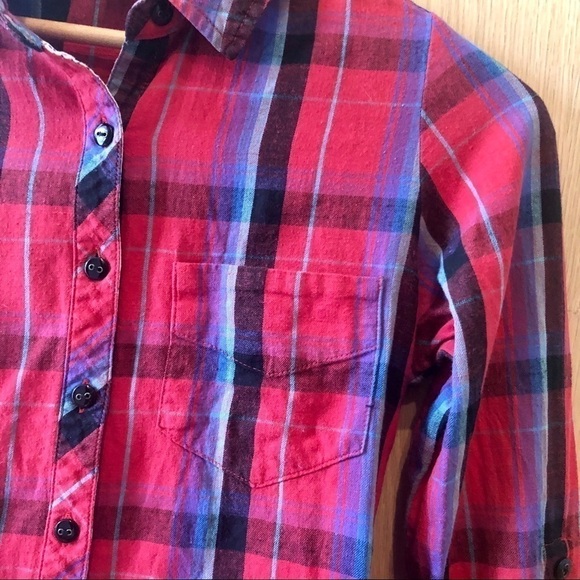 ELEMENT RED  SELF-TIE PLAID SHIRT - S - Picture 5 of 7